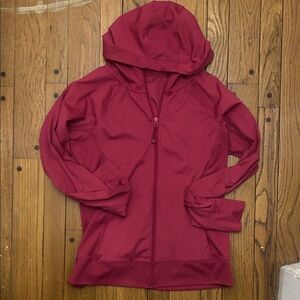Red Hooded Zip-Up Jacket